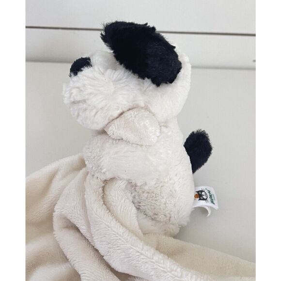 Jellycat Bashful Black and Cream Puppy Soother Security Blanket Lovey Lovie 8” - Picture 2 of 3